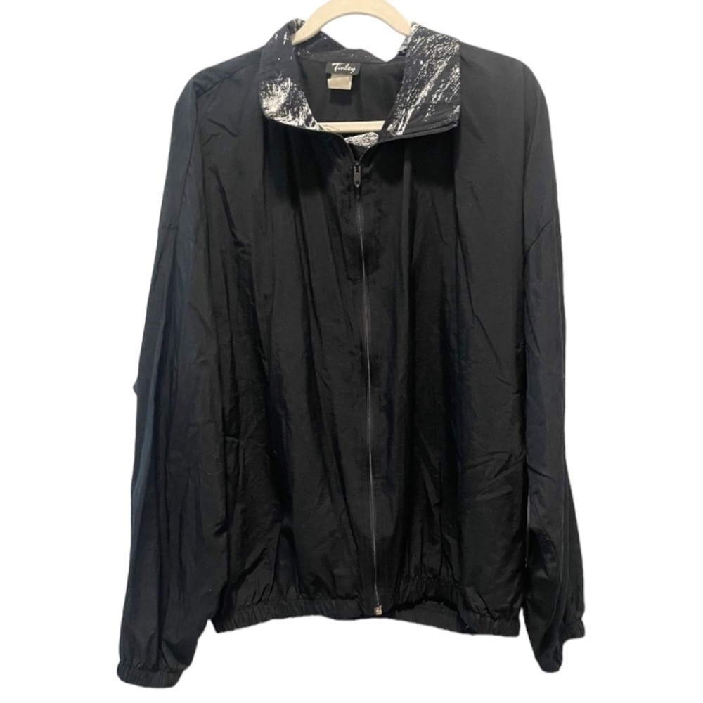 🌸 3/$10 Vintage 80s Tinley Black Lightweight Jacket Windbreaker XL